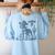 Boston Terrier UFO Cowboy Dog Dog Mom Dog Dad Alien Dog Women's Sweatshirt Back Print Light Blue