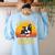 Boston Terrier Never Underestimate a Girl With a Bostie Women's Sweatshirt Back Print Light Blue