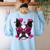Boston Terrier Valentines Day Shirt Heart Dog Lover Women's Sweatshirt Back Print Light Blue