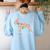 Boston Terrier Watercolor Flowers Women's Sweatshirt Back Print Light Blue