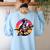 Boston Terrier Wearing A Cowboy Hat On T-Rex Women's Sweatshirt Back Print Light Blue