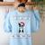 Boston Terrier Wearing Santa Hat Ugly Xmas Dog Lovers Women's Sweatshirt Back Print Light Blue