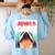 Boston Terriers Jowls Dog Mom Dog Dad Women's Sweatshirt Back Print Light Blue