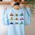 Boston Terriers Yoga Asana Pose And Meditation Women's Sweatshirt Back Print Light Blue