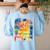 Broken Crayons Still Color Cat Teacher Women's Sweatshirt Back Print Light Blue