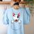 Bull Terrier Pocket Bull Terrier Peeking Out Pocket Women's Sweatshirt Back Print Light Blue