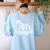 Bull Terrier Skeleton Birthday Halloween Kids Women's Sweatshirt Back Print Light Blue