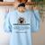 Cat Exhausted Teacher Exhausterwhelmulated Definition Women's Sweatshirt Back Print Light Blue