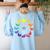 Chicken Themed Color Wheel Educational Art Teacher Artist Men Women Girls Kids Women's Sweatshirt Back Print Light Blue