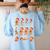 Christmas Math Teacher Equation Gingerbread With Santa Hat Men Women Women's Sweatshirt Back Print Light Blue