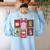 Christmas Teacher Stamps Women's Sweatshirt Back Print Light Blue