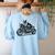 Cool Boston Terrier Riding a Motorcycle Biker Dog Lover For Men Women Kids Women's Sweatshirt Back Print Light Blue