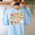 Coquette Bow Teacher Thanksgiving Fall Autumn Girls Women Women's Sweatshirt Back Print Light Blue