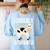 Cow Teacher Lover Women's Sweatshirt Back Print Light Blue Cow Teacher Lover Women's Sweatshirt Back Print Light Blue