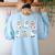 Cute Boo Ghost Reading Books Halloween Librarian Teacher Kid Women's Sweatshirt Back Print Light Blue