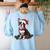 Cute Boston Terrier Dog Christmas Merry X-Mas Graphic Women's Sweatshirt Back Print Light Blue