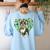 Cute Boston Terrier Shamrock St Patrick's Day Dog Lover Men Women Kids Women's Sweatshirt Back Print Light Blue