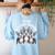 Cute Cartoon For Dog Owners Pet Team Boston Terrier Women's Sweatshirt Back Print Light Blue