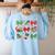 Cute Coquette Pencil Bow Christmas School Teacher Student Women's Sweatshirt Back Print Light Blue Cute Coquette Pencil Bow Christmas School Teacher Student Women's Sweatshirt Back Print Light Blue