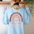 Cute Daycare Teacher Rainbow Leopard Print Childcare Worker Women's Sweatshirt Back Print Light Blue
