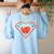 Cute Distressed Super Teacher Superhero Apple Women's Sweatshirt Back Print Light Blue Cute Distressed Super Teacher Superhero Apple Women's Sweatshirt Back Print Light Blue