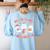 Cute Ghost Book Read More Books Teachers Halloween Women's Sweatshirt Back Print Light Blue