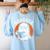 Cute Ghost Book Reading Books Lover Retro Halloween Teacher Women's Sweatshirt Back Print Light Blue