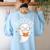 Cute Ghost Book Reading Halloween Teacher Women's Sweatshirt Back Print Light Blue Cute Ghost Book Reading Halloween Teacher Women's Sweatshirt Back Print Light Blue