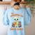 Cute Halloween Teacher Librarian Mummy Reading Books Women's Sweatshirt Back Print Light Blue