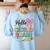 Cute Hello Second Grade Back To School Coquette Teacher Girl Women's Sweatshirt Back Print Light Blue