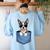 Cute Pocket Boston Terrier Lover Dog Mom Women's Sweatshirt Back Print Light Blue