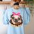 Cute Pug Shirt Donut Girls Dog Women's Sweatshirt Back Print Light Blue