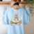 Cute Reading Bunny Glasses Books Bookworm Reader Teacher Women's Sweatshirt Back Print Light Blue Cute Reading Bunny Glasses Books Bookworm Reader Teacher Women's Sweatshirt Back Print Light Blue