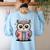 Cute Reading Owl Book Lover Teacher Librarian Bookworm Women's Sweatshirt Back Print Light Blue Cute Reading Owl Book Lover Teacher Librarian Bookworm Women's Sweatshirt Back Print Light Blue