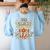 Cute Teacher Popcorn Day Women's Sweatshirt Back Print Light Blue