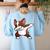Dabbing Red Boston Terrier Dab Dance Dog Men Women Kids Women's Sweatshirt Back Print Light Blue
