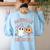 Daycare Boo Crew Groovy Halloween Floral Ghost Kid Teacher Women's Sweatshirt Back Print Light Blue