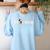 Disney Mickey Mouse Thumbs Up Best Teacher Ever Teacher Women's Sweatshirt Back Print Light Blue
