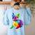 Dog Lover Boston Terrier Dog Colorful Boston Terrier Men Women Kids Women's Sweatshirt Back Print Light Blue