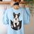 Dog Lovers Boston Terrier In Pocket Dog Face For Men Women Kids Women's Sweatshirt Back Print Light Blue