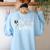 The Dogfather Boston Terrier Dog Dad Tshirt Idea Women's Sweatshirt Back Print Light Blue