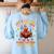 Eat Kids Punctuation Saves Lives Thanksgiving Turkey Teacher Women's Sweatshirt Back Print Light Blue