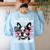 Even My Boston Terrier Loves Trump Trump Supporter Dog Lover Women's Sweatshirt Back Print Light Blue