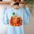 Fall Book Autumn Reading Teacher Halloween Pumpkin Season Women's Sweatshirt Back Print Light Blue