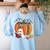Fall Book Pumpkin Books Ghost Reading Halloween Teacher Women's Sweatshirt Back Print Light Blue