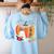 Fall Book Pumpkin Ghost Reading Books Halloween Teacher Women's Sweatshirt Back Print Light Blue Fall Book Pumpkin Ghost Reading Books Halloween Teacher Women's Sweatshirt Back Print Light Blue