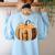 Fall Book Pumpkin Halloween Teacher Librarian Thanksgiving Women's Sweatshirt Back Print Light Blue
