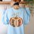 Fall Book Pumpkin Fall Librarians Bookworm Teachers Students Women's Sweatshirt Back Print Light Blue