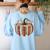 Fall Book Pumpkin Retro Reading Halloween Teacher Librarian Women's Sweatshirt Back Print Light Blue