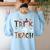 Fall Holiday Themed Thanksgiving Halloween Teacher Trick Or Women's Sweatshirt Back Print Light Blue
